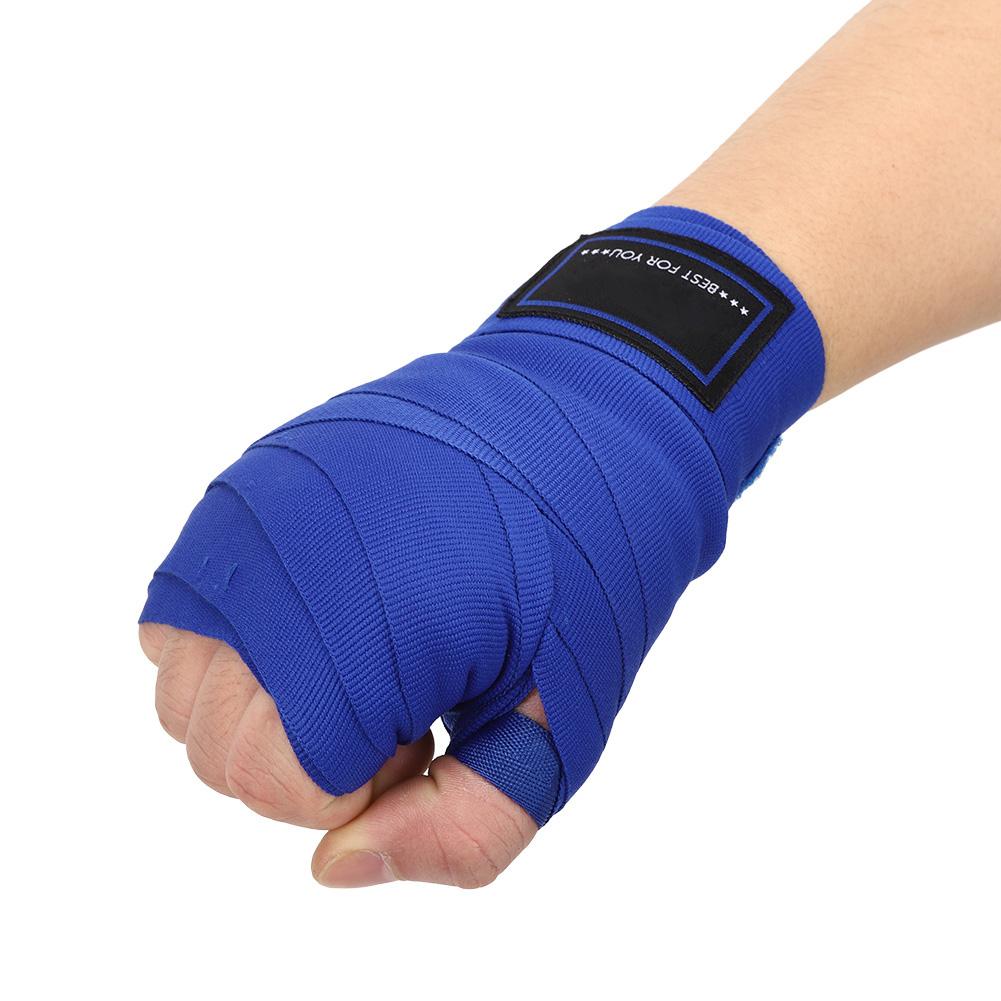 A Pair of Blue Elastic Boxing Fixing Belt Hand Guard All Cotton Sanda Muay Thai Sport Protective Gear