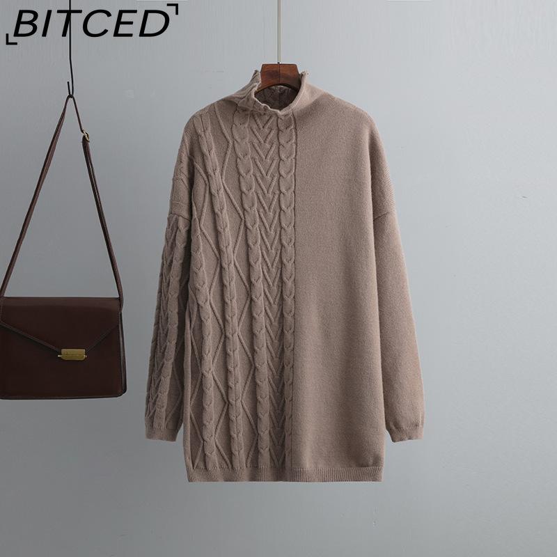 Autumn and Winter Large-sized High-neck Set, Fashionable, Gentle and Laid-back Style Sweater Two-piece Set, Solid Color Knitted