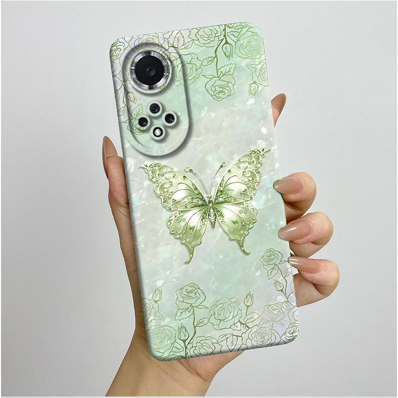 For Huawei Nova 9 Case Aesthetic Butterfly Flowers Soft Silicone Shockproof Phone Cover For Honor 50 Camera Protective Casing