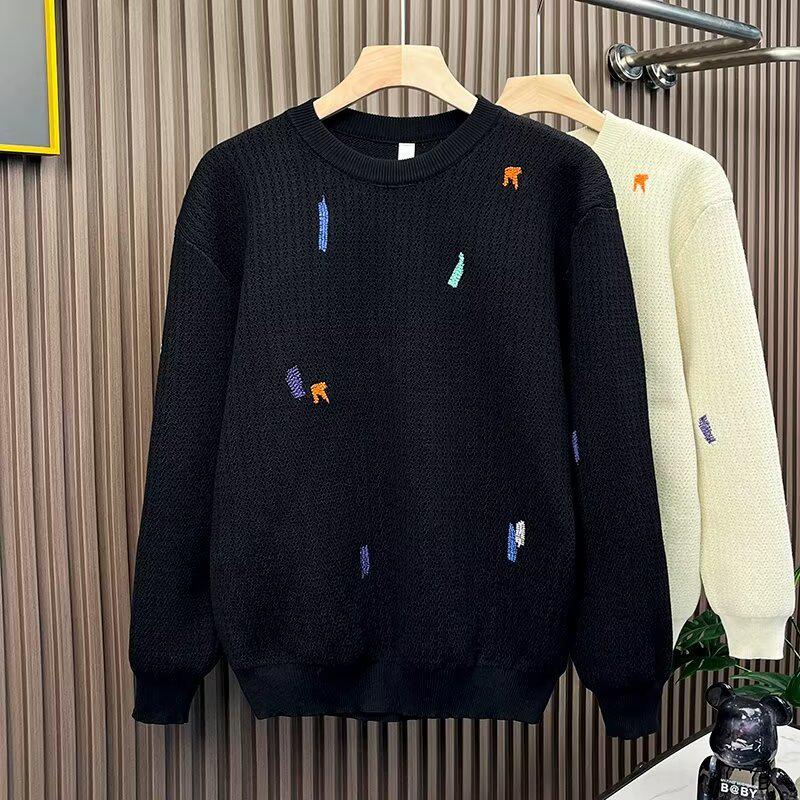 2024 Men's High-End Knit Sweater: Trendy Embroidered Inner Layer for Winter