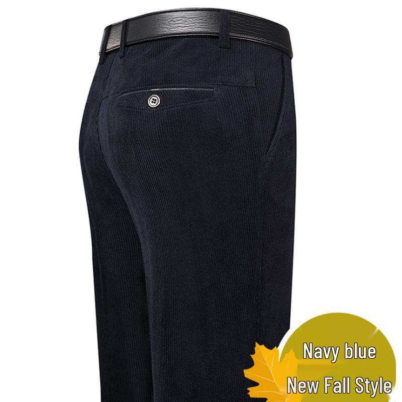 

Мужские зимние вельветовые брюки прямого кроя для делового повседневного стиля - Утепленные, свободного кроя для мужчин среднего и пожилого возраста. Size 40 темно-синий