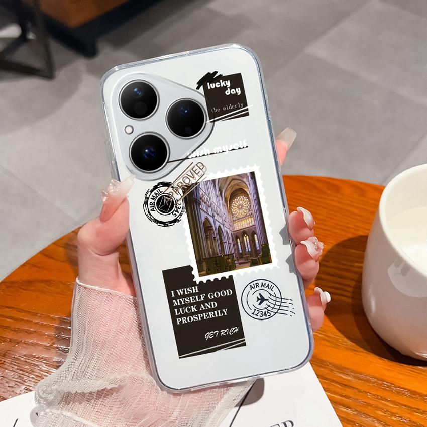 Para Huawei Pura 80 Ultra Honor 400 Magic5 Pro Capa de Telefone Padrão Astronauta Fofo TPU Transparente À Prova de Choque Protetora Capa Traseira Macia Para Huawei Capa