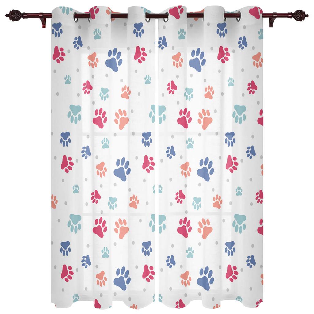 Colour Dog Paw Print Window Curtains Curtains for Living Room Decorative Items Living Room
