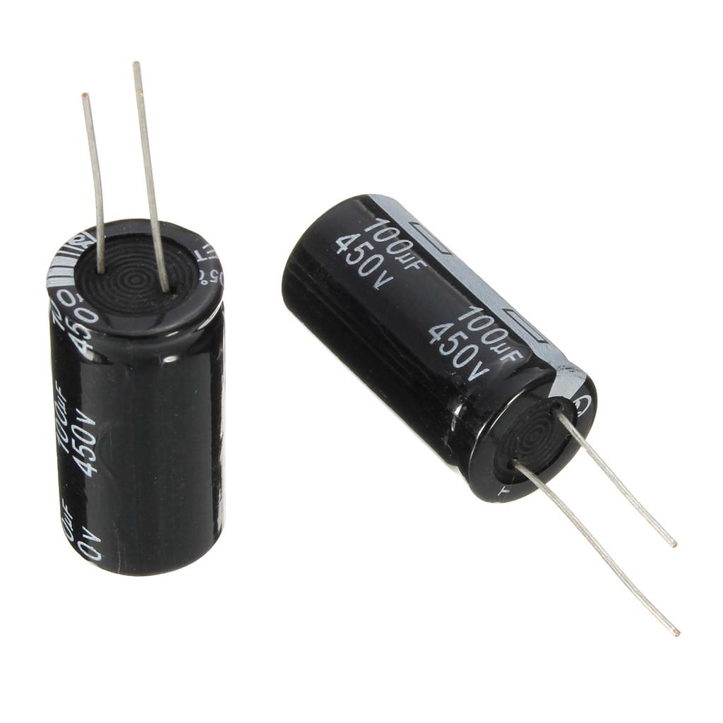 Jameco Valuepro RA100/450-R Radial Capacitor 100 uF 450V 22 mm x 42.5 mm x 10.5 mm Size Pack of 3 85c 20% Tolerance Jameco Valuepro RA100/450-R Radial Capacitor 100 uF 450V 22 mm x 42.5 mm x 10.5 mm Size Pack of 3 85c 20% Tolerance