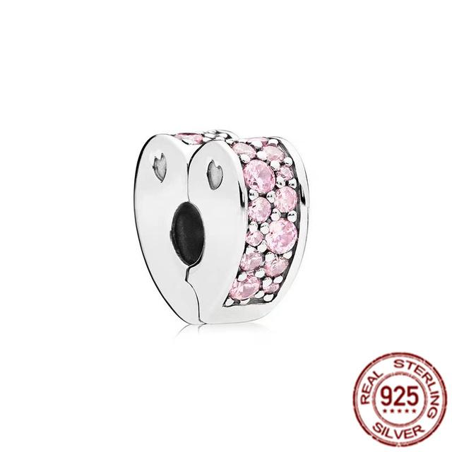 Bande de cœurs et pavé d'étoiles de mer, breloque à Clip en argent Sterling 925, perle adaptée au Bracelet de mode Original, bijoux fins, cadeau à faire soi-même