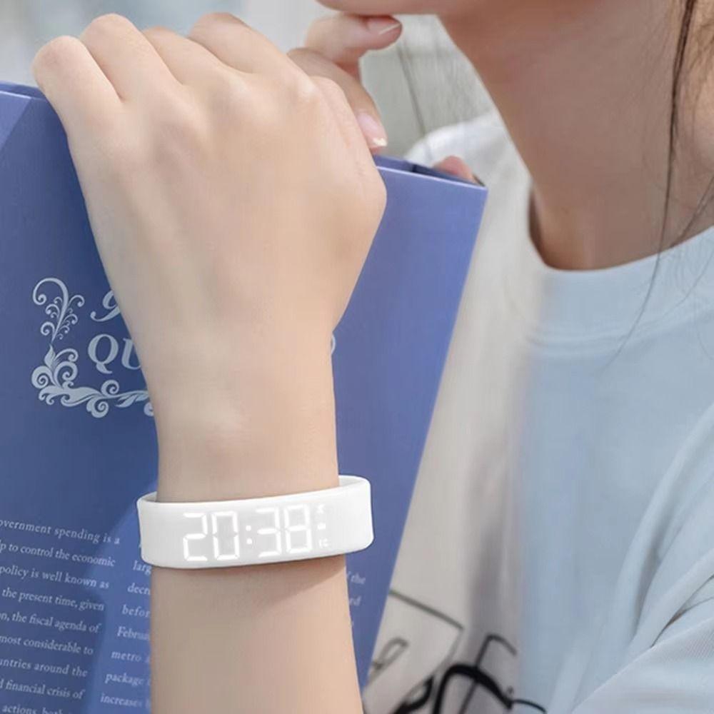 Adjustable Band Vibrating Alarm Wristband LED Digital Display Silent Wrist Shock Bands Travel Use