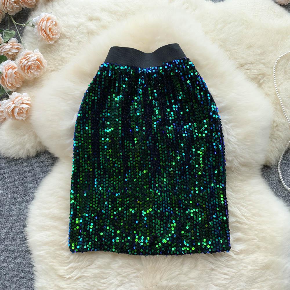 High Waist Skirt Women's Summer Vintage Hip Wrap Slim Elastic Fashion Skirt