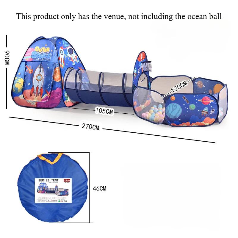 Portable Children's Tent 3 in 1 Basketball Stand with Tunnel Ball Pool Indoor and Outdoor Climbing Playhouse Children's Gift