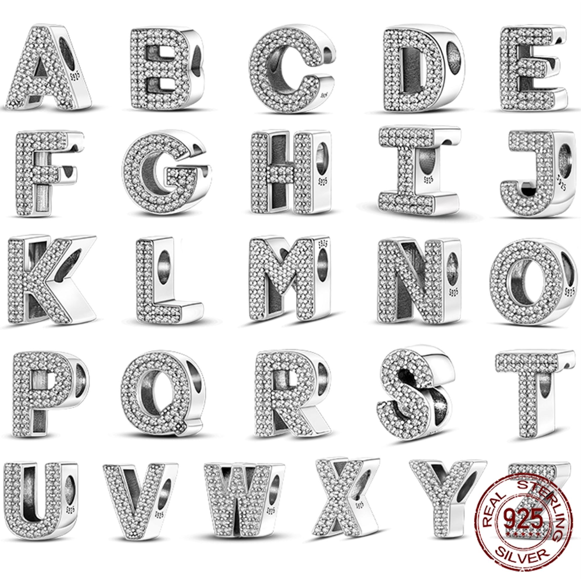 

26 бусин алфавита AZ из стерлингового серебра 925 пробы с буквой LOVE, подвеска подходит для оригинального браслета с подвесками, бисер из циркония CZ, ювелирные изделия