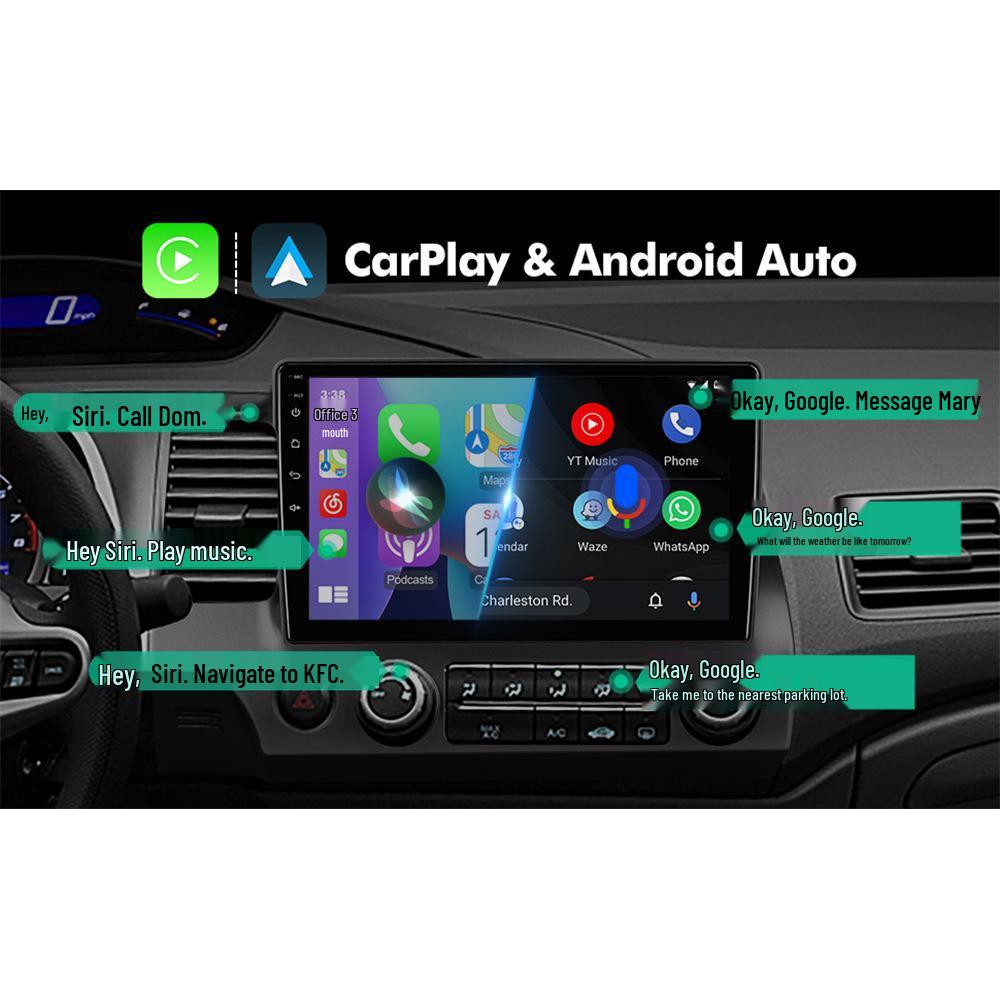 Rádio de Carro Android 12 com Tela Touchscreen IPS de 10,1" e Wireless para Honda Civic 2006-11
