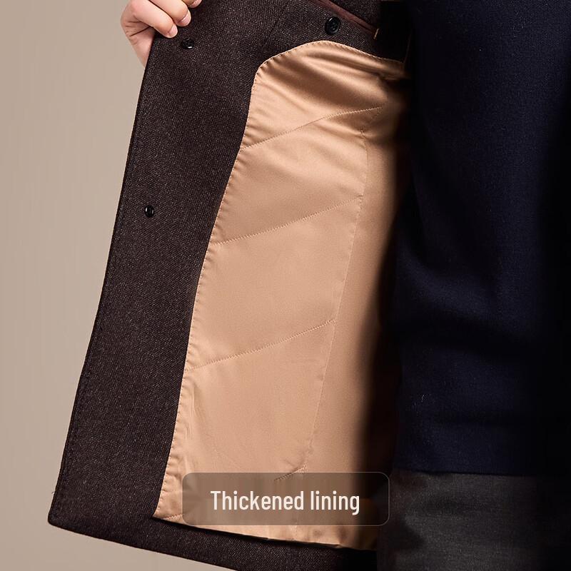 Antonio Men's Padded Fine Wool Blend Twill Overcoat