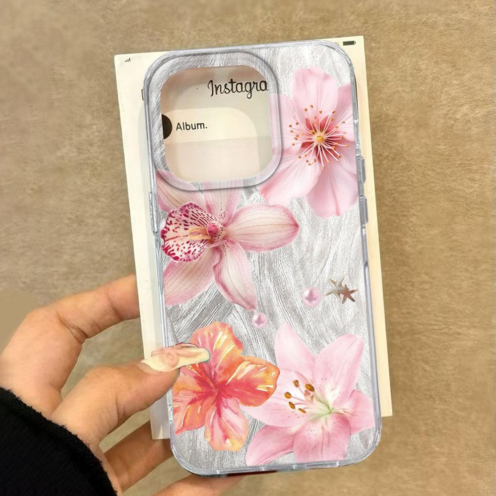 

for Xiaomi Redm 14C 13C 15C A3 12 11 A5 A2 Note 13 15 14 Pro 15 8 Bumper Pink Lily Flower Hard Back Print Phone Cases Love Cover Redmi A1 белый