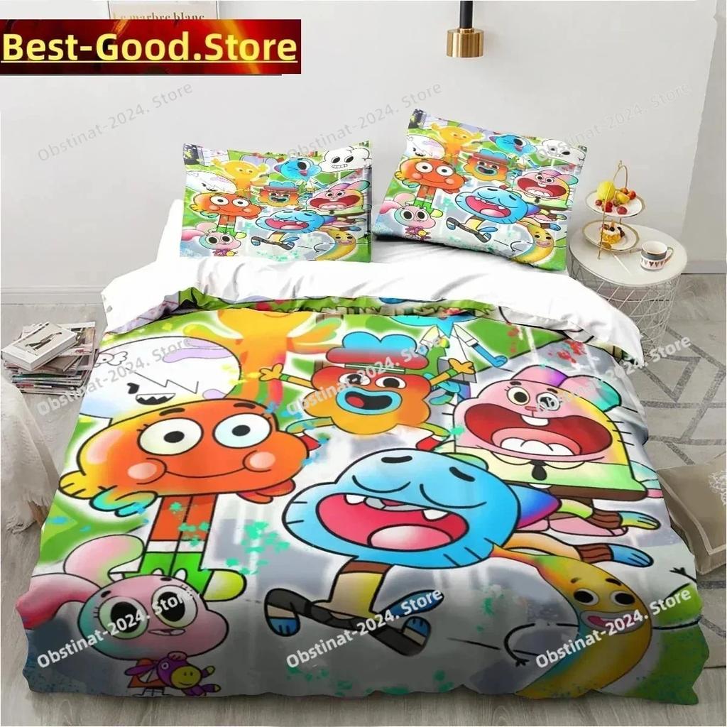 Cartoon The Amazing World Bedding Set Printed single Comforter Quilt Bed Cover Duvet Cover Pillow Case 3 Pieces Kids Adult Size