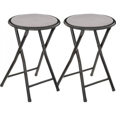 Atmosphera "Mélissa" Velvet Folding Stool - Grey - Set of 2