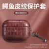 Applicable AirPods leather protective case PU crocodile pattern pro protective case 1st generation Apple wireless bluetooth headset cover