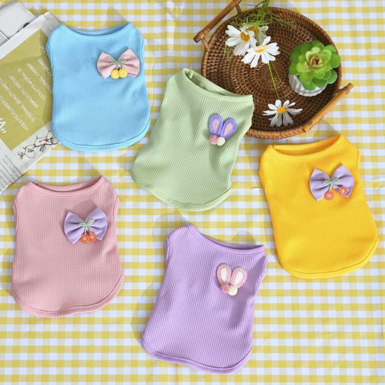Summer Pet T-shirt Breathable Sleeveless Round Solid Color Medium Dog Collar Small Puppy Tee Shirt Clothes Pet Supplies
