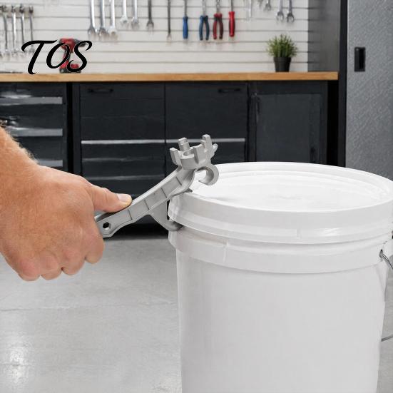Ergonomic Drum Wrench Aluminum Alloy Barrel Tool, 7 in 1 Bucket Opener, 5-55 Gallon Pail Industrial Opener Multi-function Paint Can Lid Remover