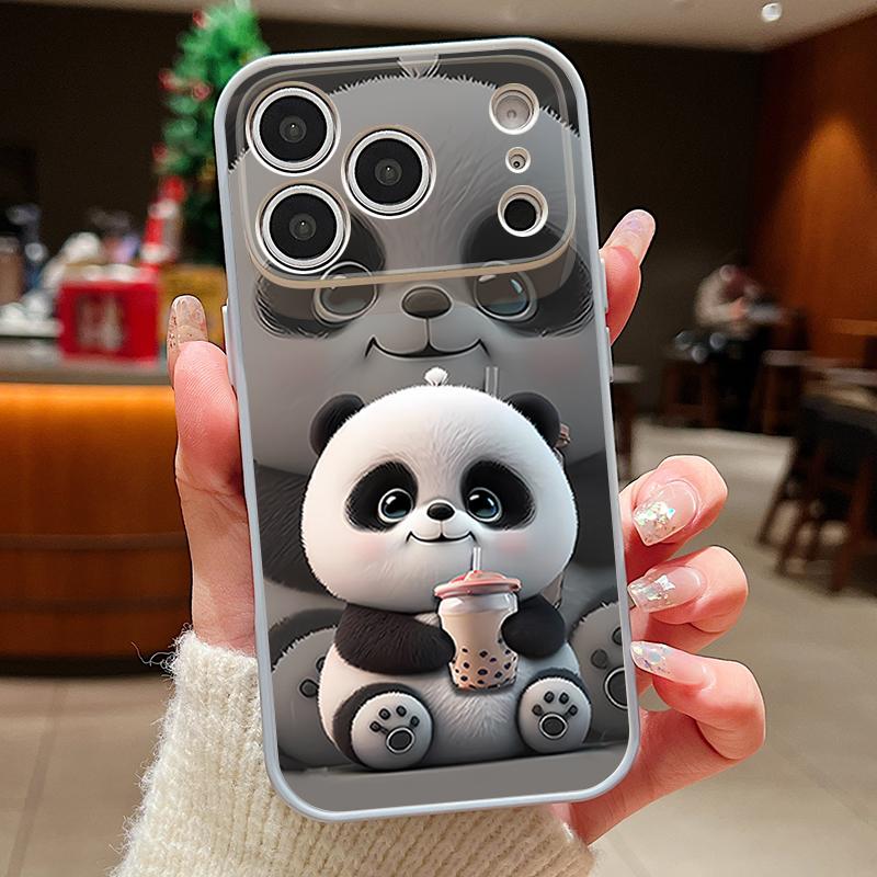 Milk Tea-drinking Panda Case For iPhone 17 Pro Max Magnetic For Magsafe Skin Feeling Cover For iPhone 16 15 14 13 Pro Max