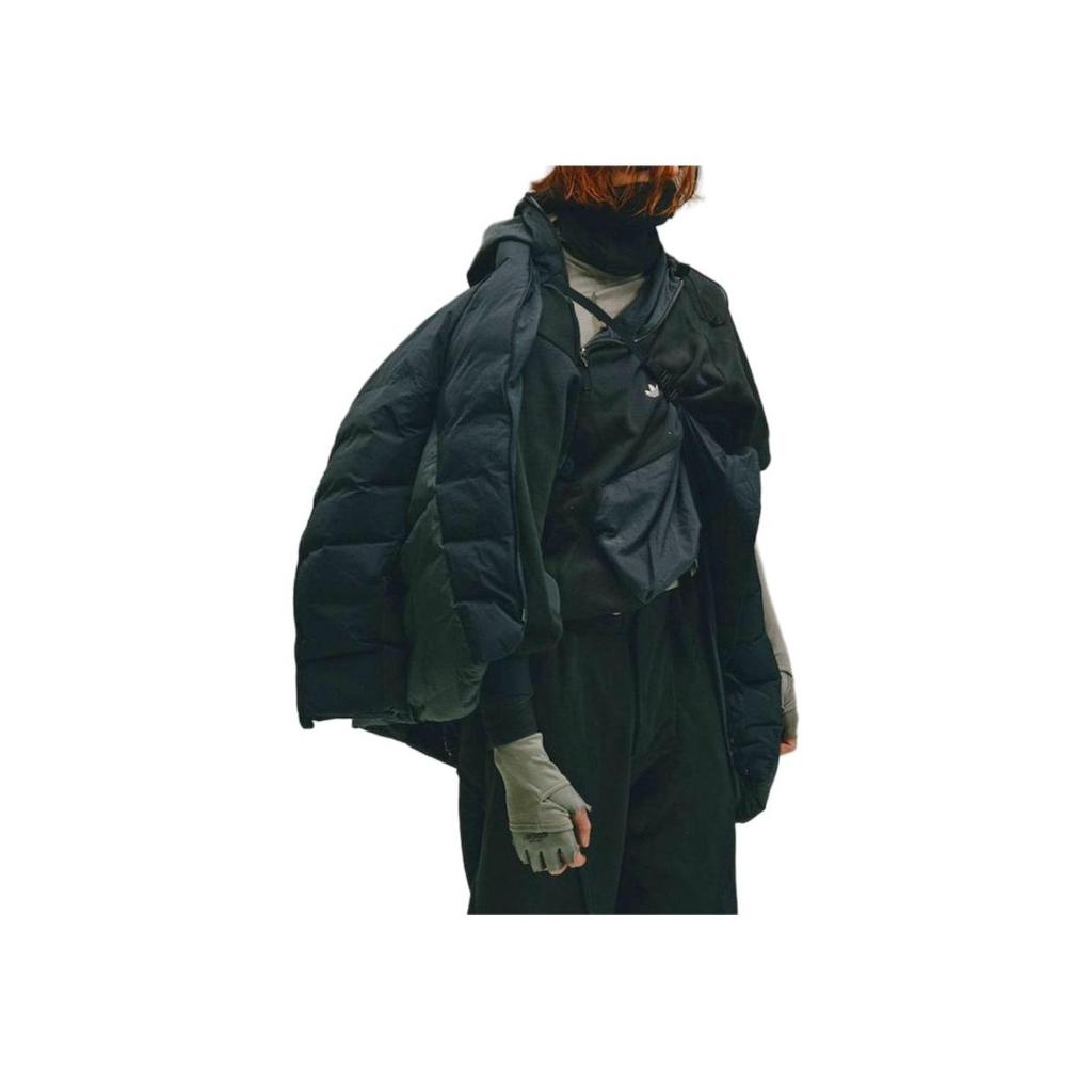 Adidas Originals X Hamcus Collaboration FW23 Color Block Logo Pocket Hoodie Unisex Hoodies Black IX4342