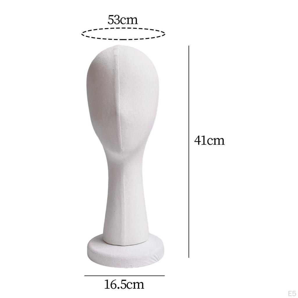 Weiblicher Schaufensterkopf Modell Haarteile Ständer 16 Zoll Hoch Schaumstoff Stoff Material für Brillen, Kopfhörer