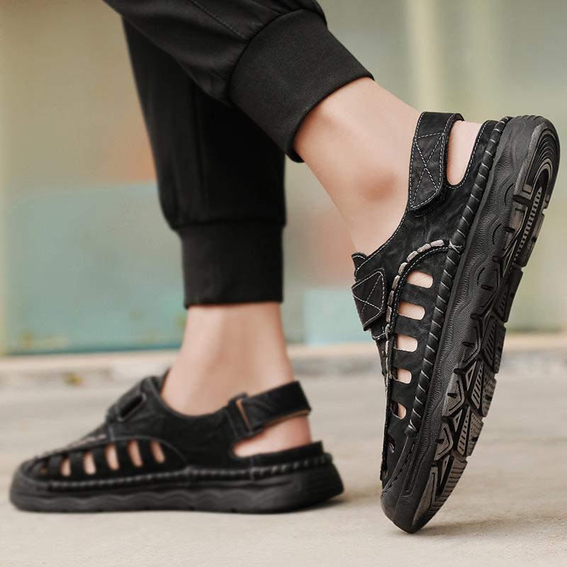 New Mens Sandals Comfort Slip On Outdoor Casual Shoes Hand Sewn Thread High Quality Loafers Breathable Non-Slip Beach Sandals