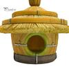 Hanging Bird Nest for Backyard Thatched Hut House, Decorative Resin Weatherproof Small Animal House Trees Shelter Outdoor Garden Decor Unique Birds
