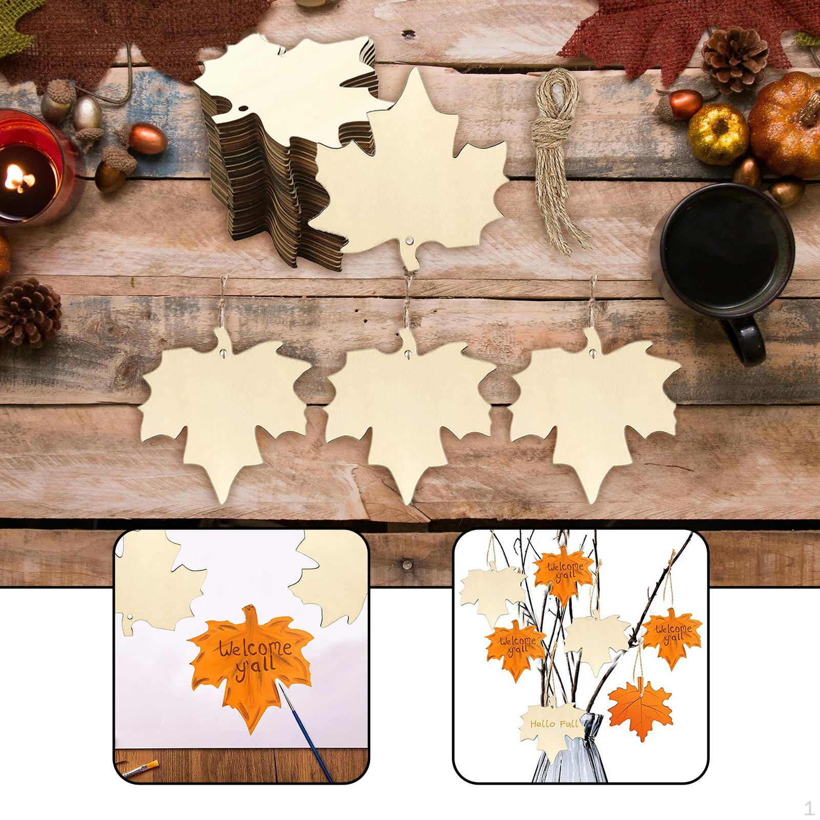 

30 штук Деревянные вырезы Листья клена Рождественские украшения Подвески Бирки Необработанные деревянные