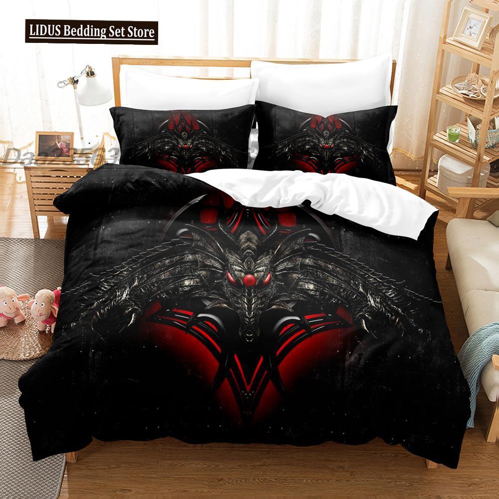 Dark Satanic Duvet Cover Set Satan Goat Inverted Pentagram Skull Bedding Set Full King Size Bed Set Bedroom Comforter Cover Set