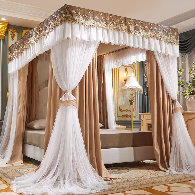 Double Layer Blackout Curtain Mosquito Net with Stainless Steel Bracket - Floor-Standing Design