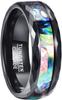 083 Base Ring, Men's & Women's, Unisex, Tungsten, Abalone Shell, Width: 8mm, Black, Size 20