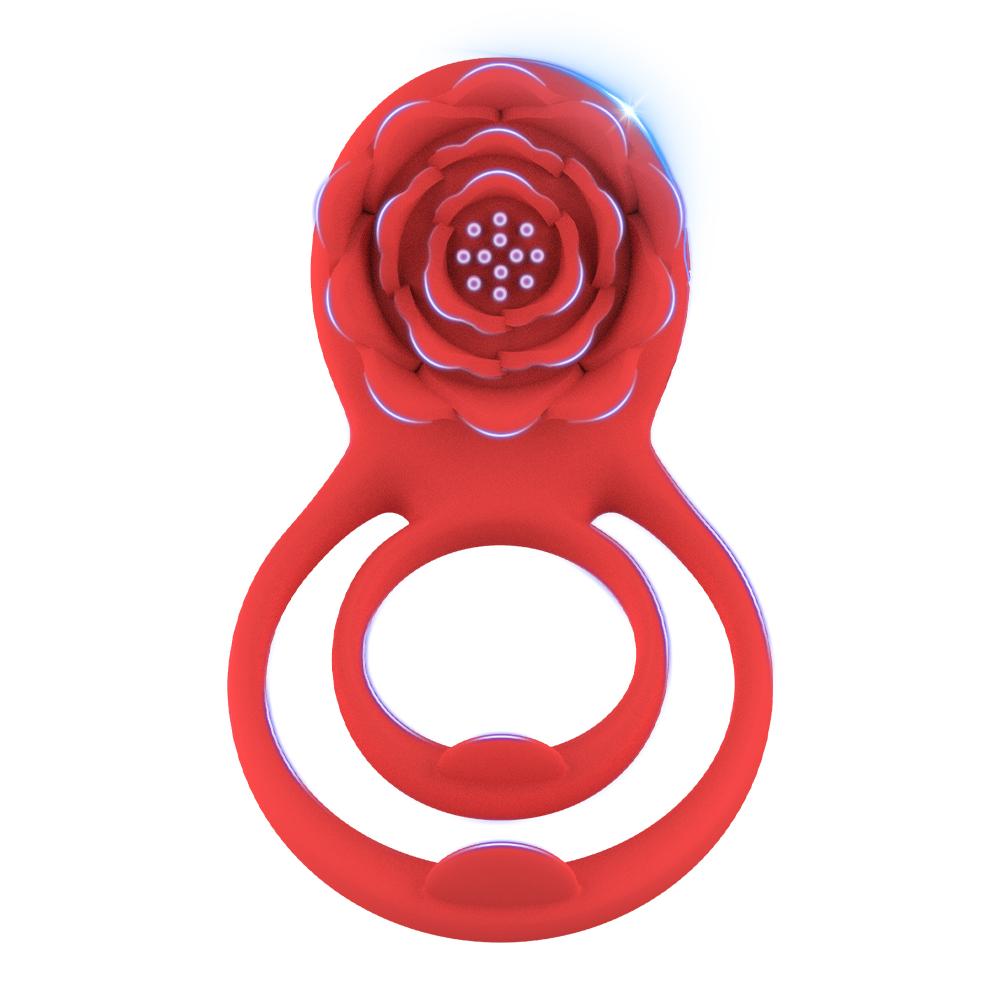 Penis Ring Vibrator Extender Remote Control Cock Ring Penis Sleeve with Rose Clitoral Stimulator Male Couple Sex Toys for Men