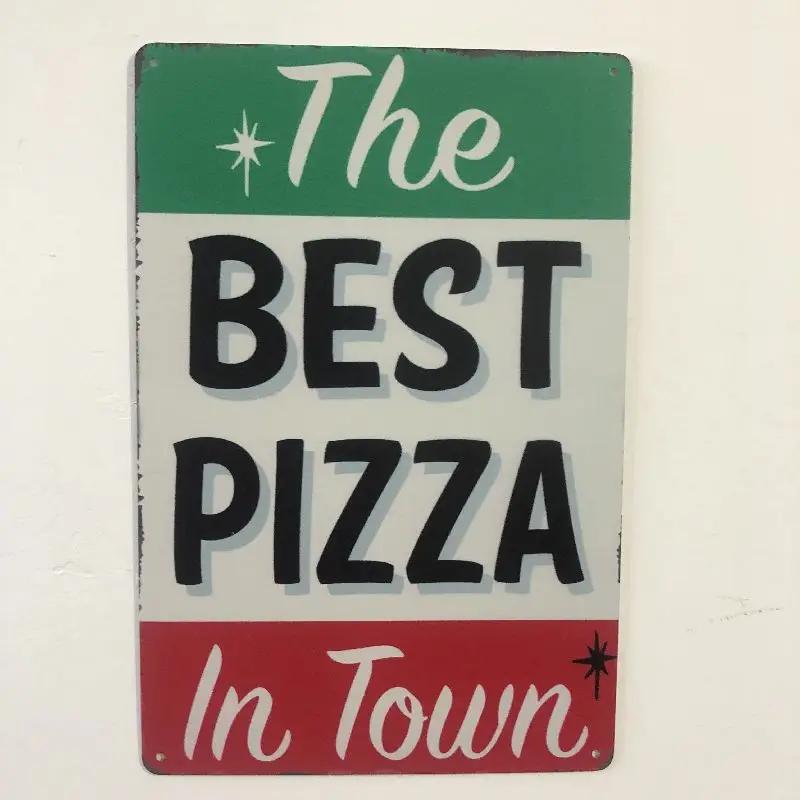 Pizza Schild Retro Blechmalerei Vintage Metallbild Wanddekoration Für Pizzeria Restaurant Esszimmer