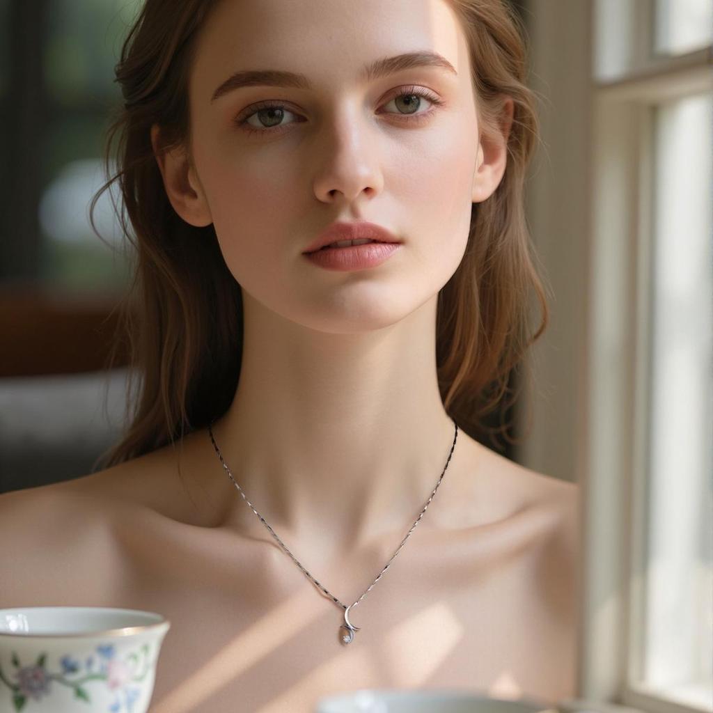 Double Moon S925 Sterling Silver Minimalist Clavicle Necklace - Korean High-End Light Luxury Design