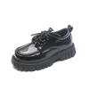 British Style 2023 Black Leather Shoes for Kids: Medium & Large, Lace-Up, Thick-Soled, Perfect for Students' Performances, Boys & Girls.