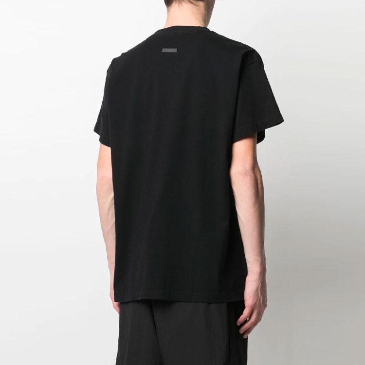 Fear of God Essentials Flocked Logo Crewneck Short Sleeve T-Shirt Men Tops Black FG50-063TJ-001