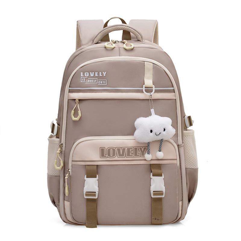Large Capacity Simple Backpack With Letter Embroidery And Cloud Design Pendant