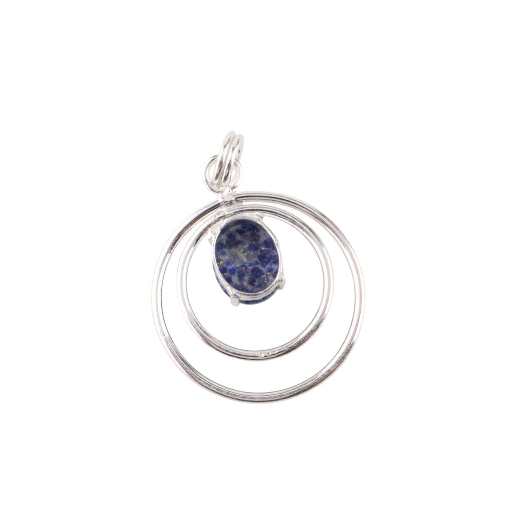 Natural Lapis Lazuli Gemstone 925 Sterling Silver Jewelry Handmade Pendant 1.65" PP-61-28