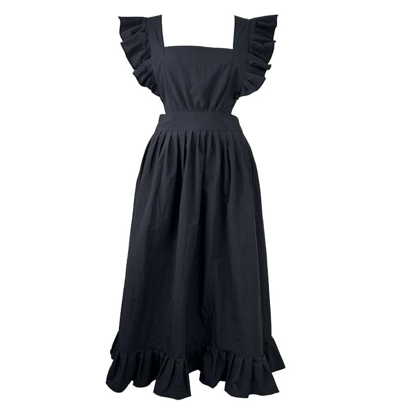 

Gliitatu Stylish Women s Apron, Cute, Water-Repellent, Covers Your Bottom, Cafe Dress (Black)