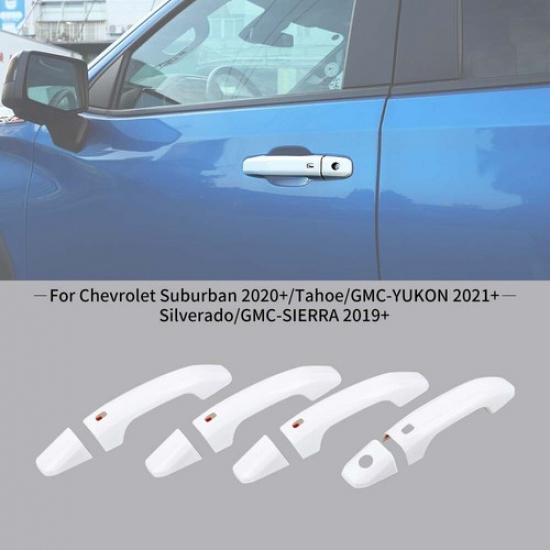 White Door Handle Protector Cover For 19+ Chevy Silverado/GMC Sierra Accessories