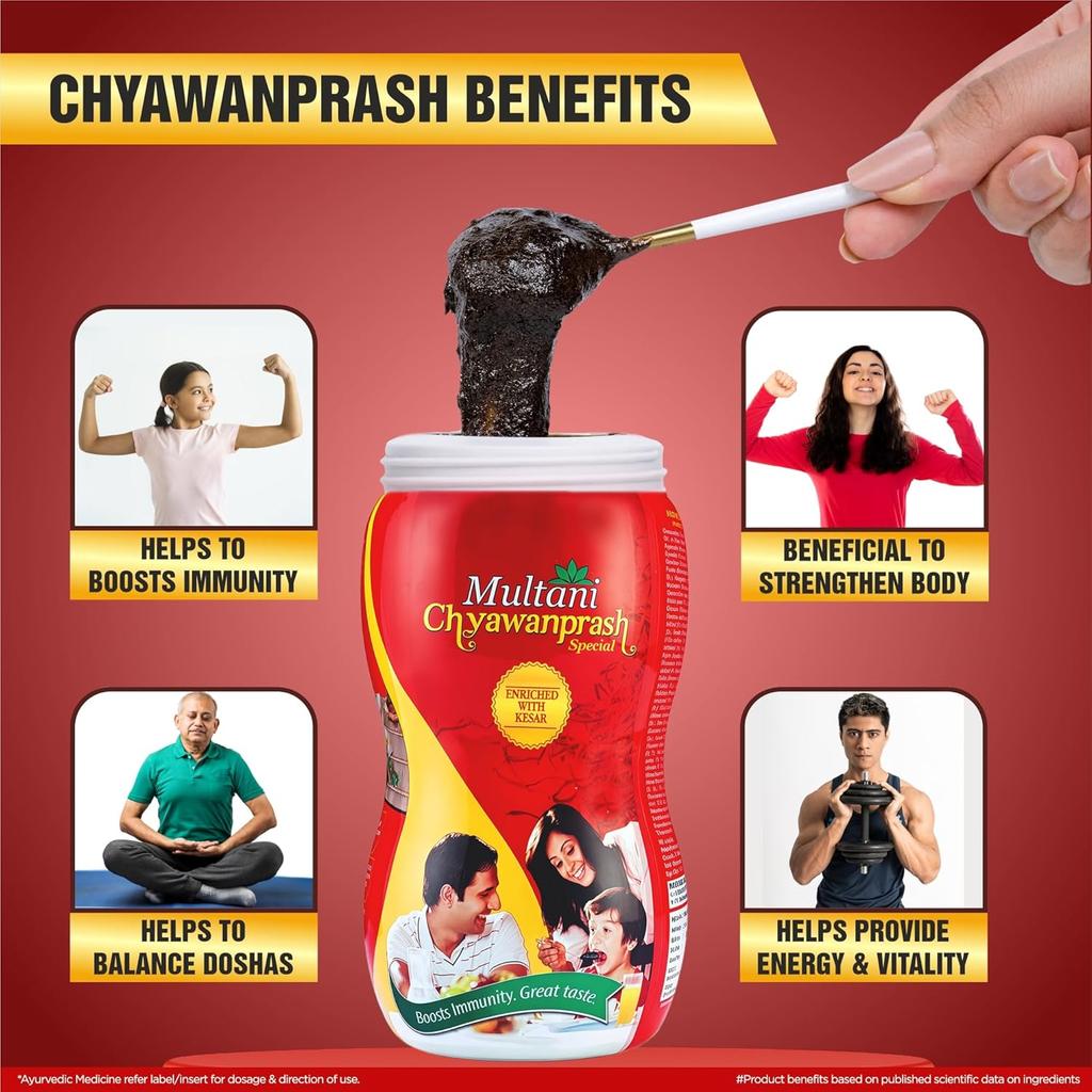 Multani Chyawanprash Special Kesar 1 Kg Ayurvedic Herbal Wellness Jam Natural Energy & Vitality Support Spread