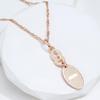 Smooth Gold Color Oval Pendant Necklace Personality Women Jewelry Match Earrings