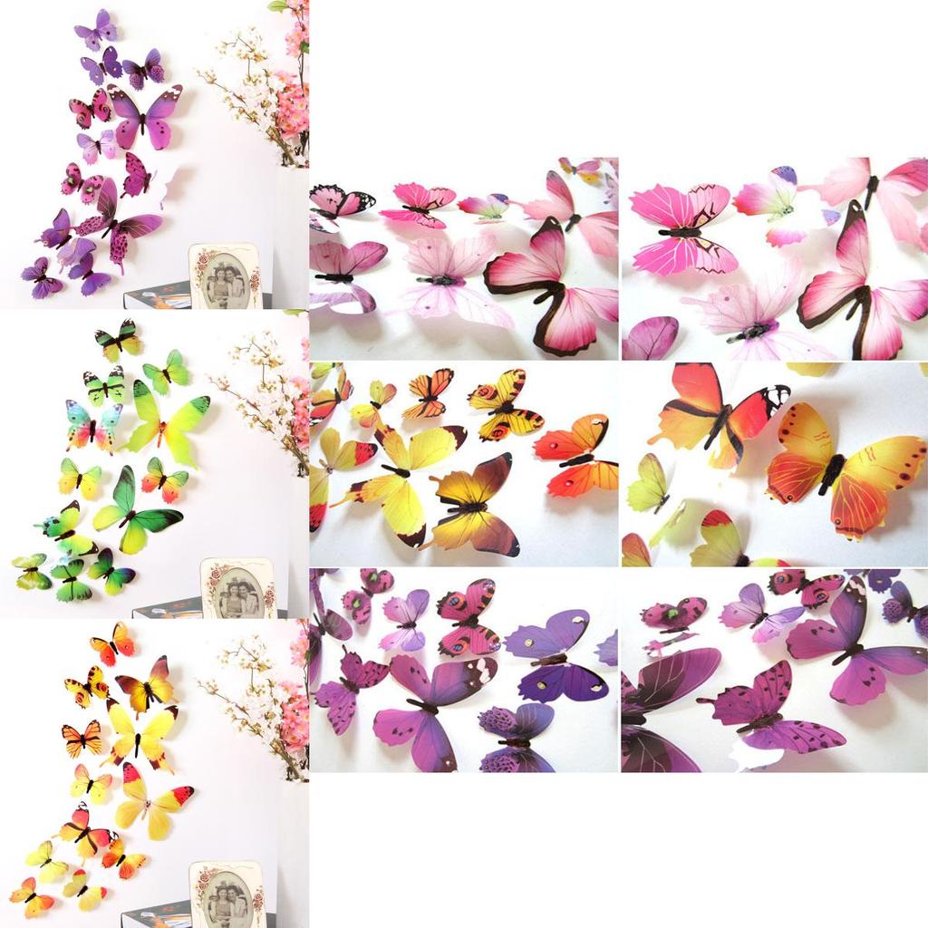 Superbes 12 pièces d'autocollants muraux papillons 3D pour une décoration de chambre et un décor DIY vibrants