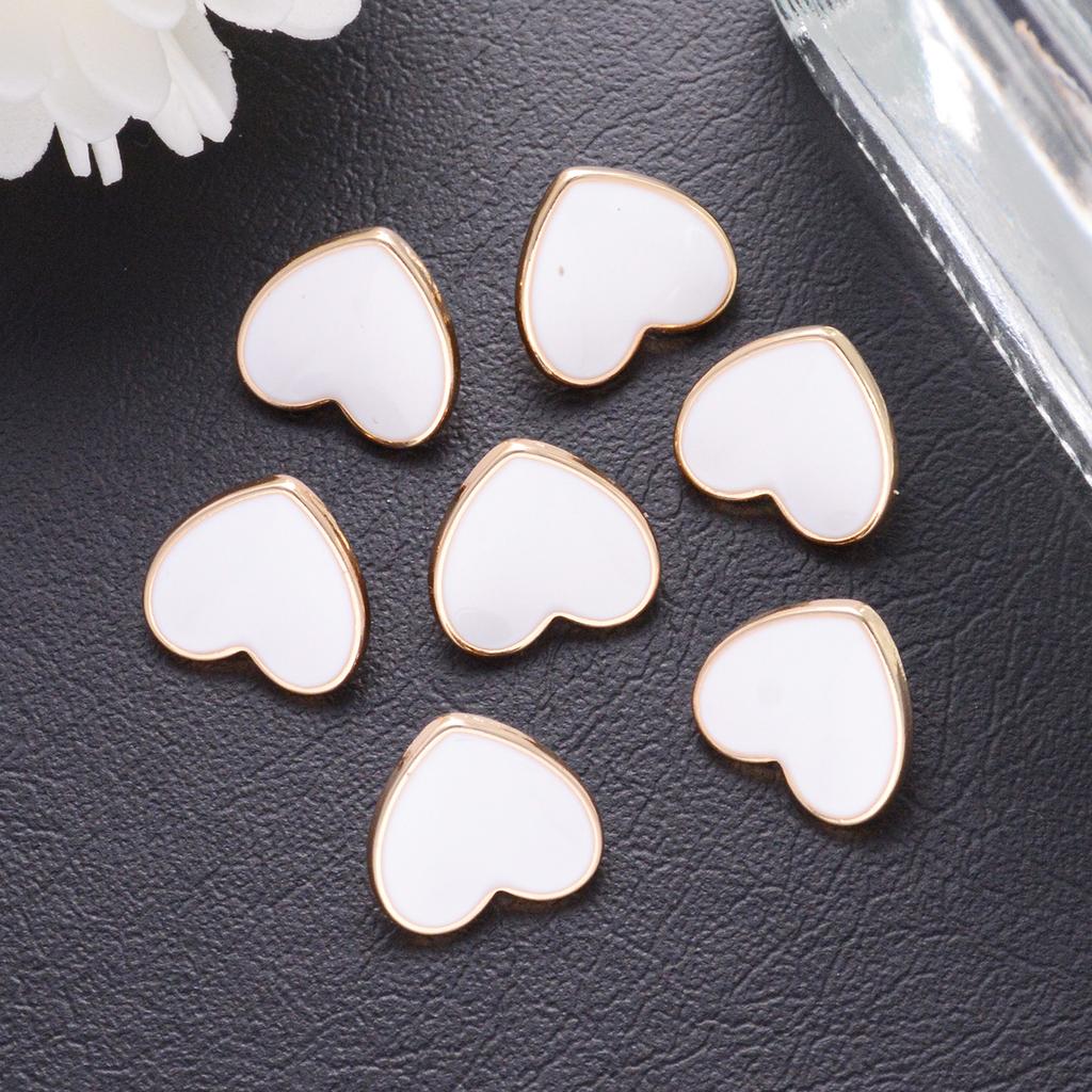 10Pcs 10/12Mm Cute White Heart Bottom Gold Buttons Diy Sewing Craft For Cardigan Shirts Hearts Buttons Dress Decor