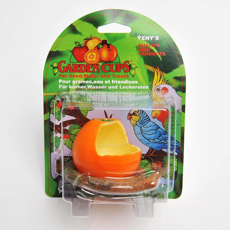 

Кормушка для попугаев Креативная кормушка Анти-мусор Фруктовая миска Подвесная клетка Подставка для волнистого попугайчика, неразлучника, кореллы Птичьи кормушки orange