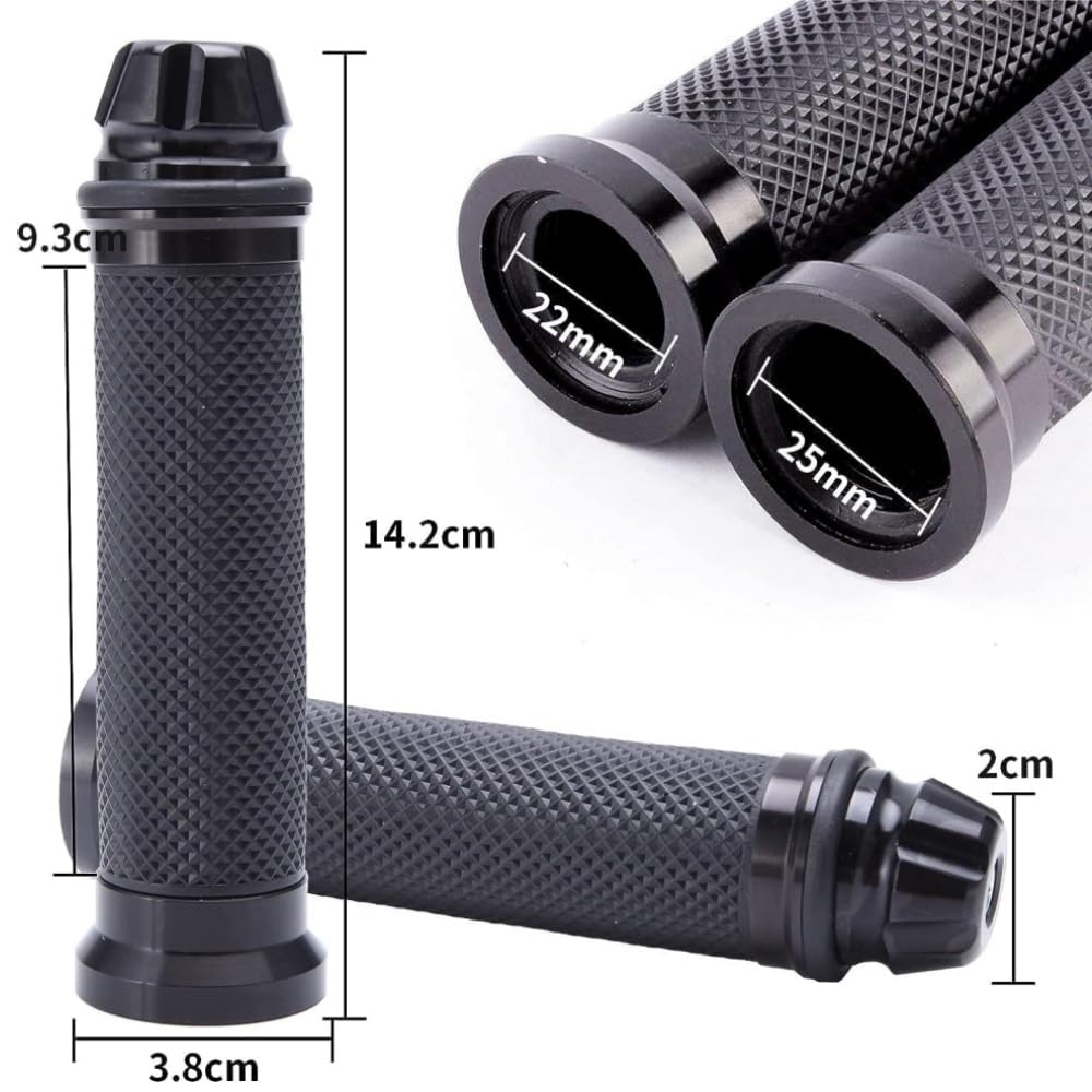 Motorcycle Grip Left and Right Set Aluminum Bar End 0.9 Inch (22.2 Mm) Custom Bike Clip Universal (Black Color)