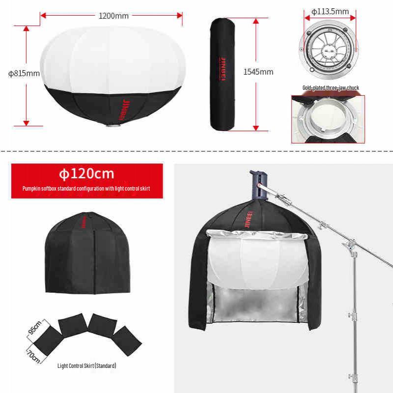 8K Gold 56CM/65CM/85CM Spherical Softbox: Portable Photography Light Ball Cover