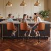 Bar Stool Set of 3, 69cm Counter Height Swivel Stools, Modern PU Leather Counter Barstool with Backrest and Metal Legs, Armless Bar Chair, Island