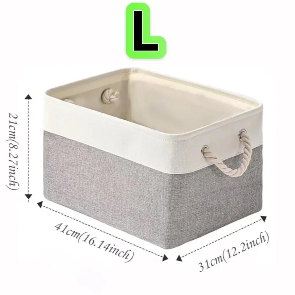 Foldable Storage Bins with Sturdy Cotton Handles Fabric Sundries Storage Basket for Home/Children's Toys/Wardrobe/Storage Basket