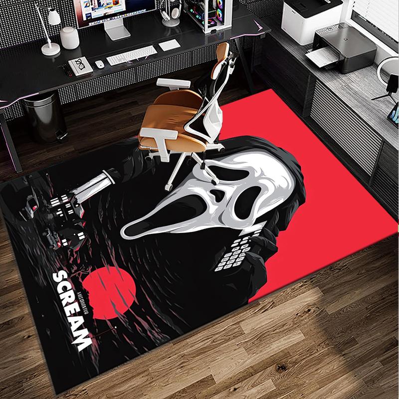 Heartbeat Ghostface Of Horror Office Rug Chair Mat, Game Carpet, Suitable for Front Door, Bedroom, Living Room, Desk, Holiday Gift