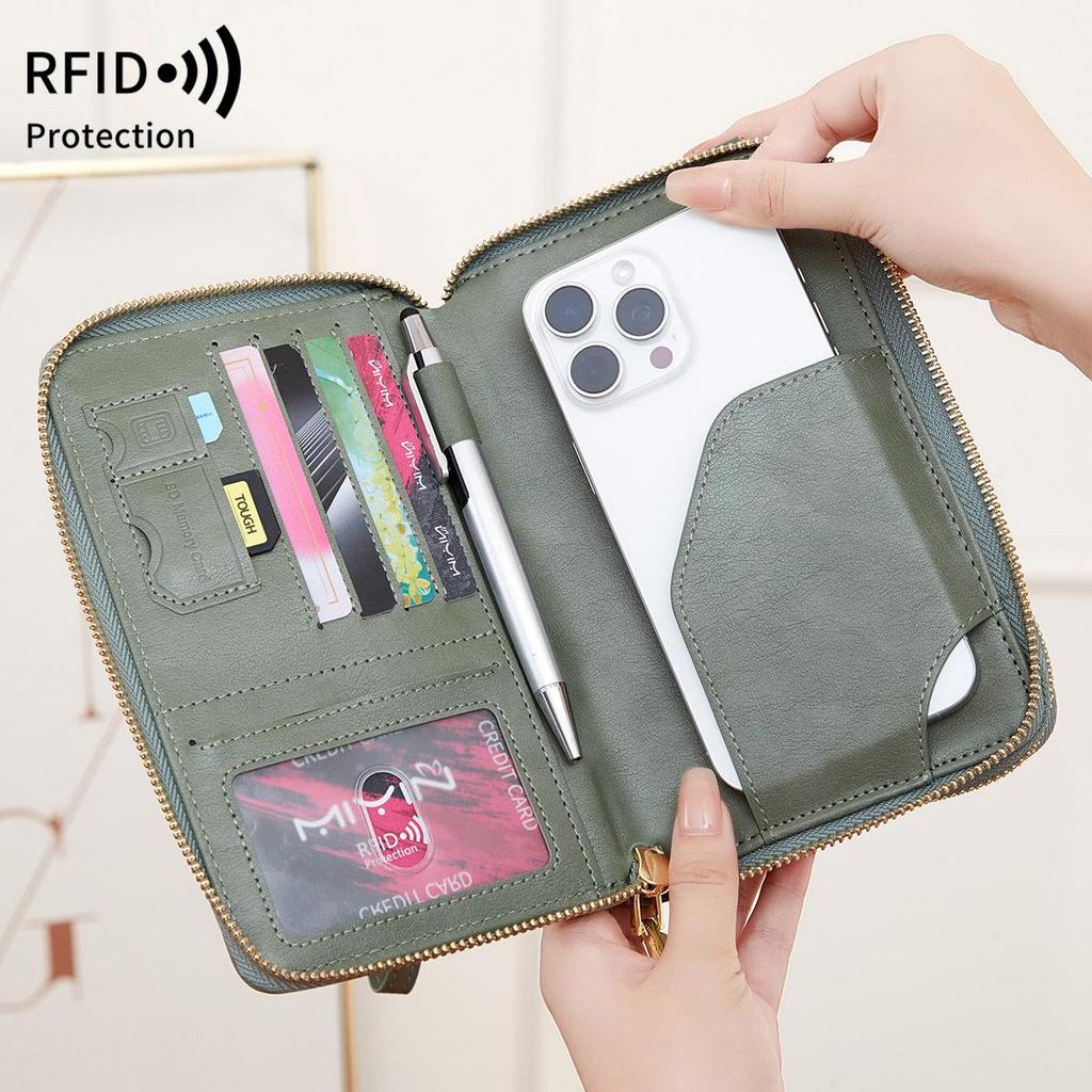 2024 RFID Travel Passport Holder & Ticket Organizer with Double Zippers - Crossbody Multifunctional Wallet & Document Bag.